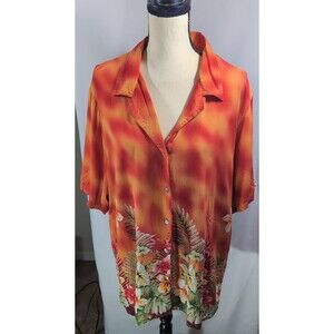 Notations Blouse Short Sleeve Floral Print Detail Womans  Size 3X Flaw